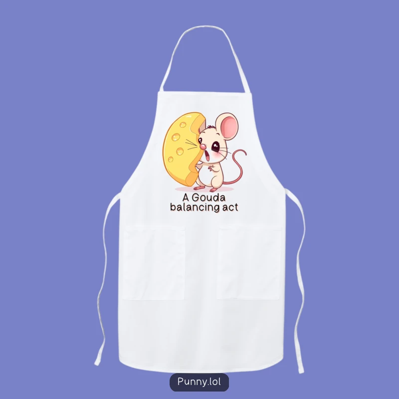 Funny Surprised Mouse Cheese Apron - Cook Up Laughs with This Design