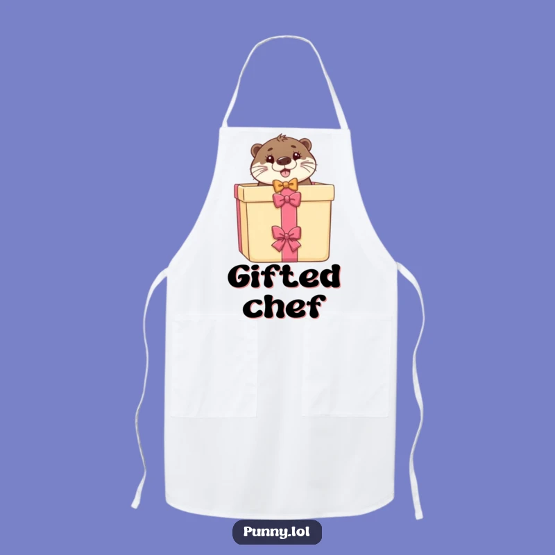 Chef-Ready Funny Otter Bow Tie Gift Box Apron: Cook with a Smile