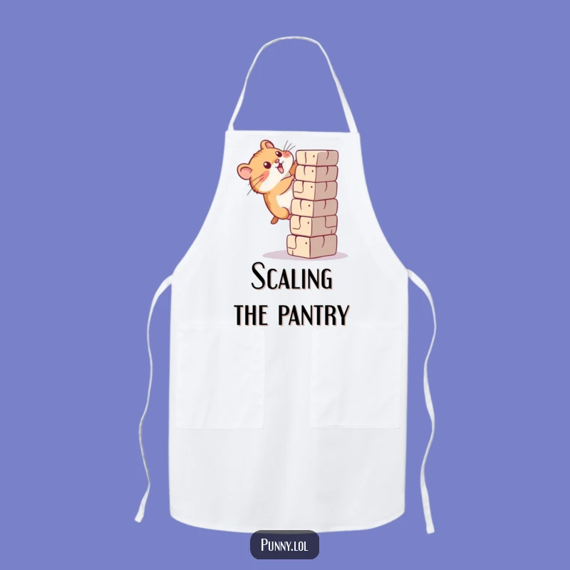 Funny Determined Hamster Climbing Apron - Cook with Effort & Humor