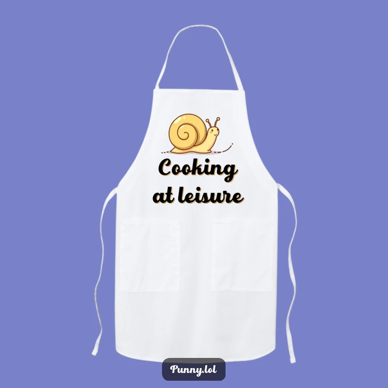 Funny Determined Snail Apron: Word Trail Chef, hilarious gift for slow cooks.