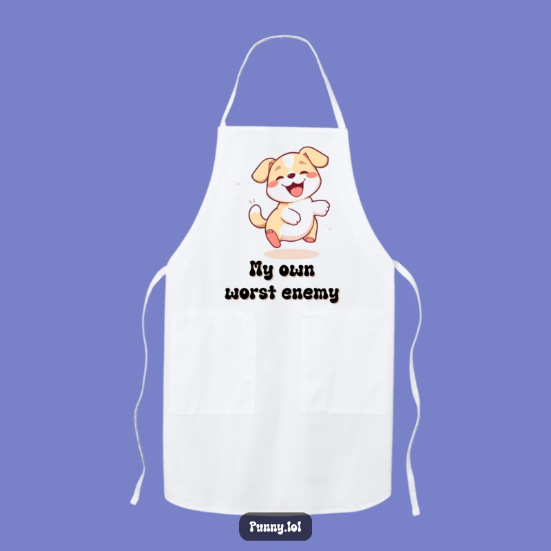 Funny Giggling Dog Chasing Tail Apron - Cook Up Laughs in the Kitchen