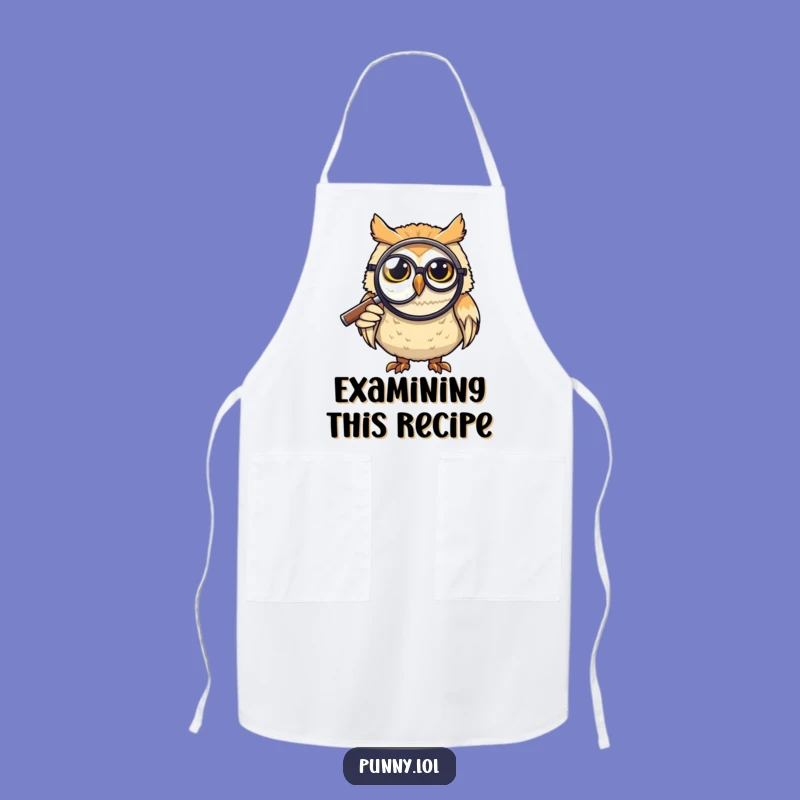 Funny Grinning Owl Monocle Apron: Cook with Curiosity and Charm