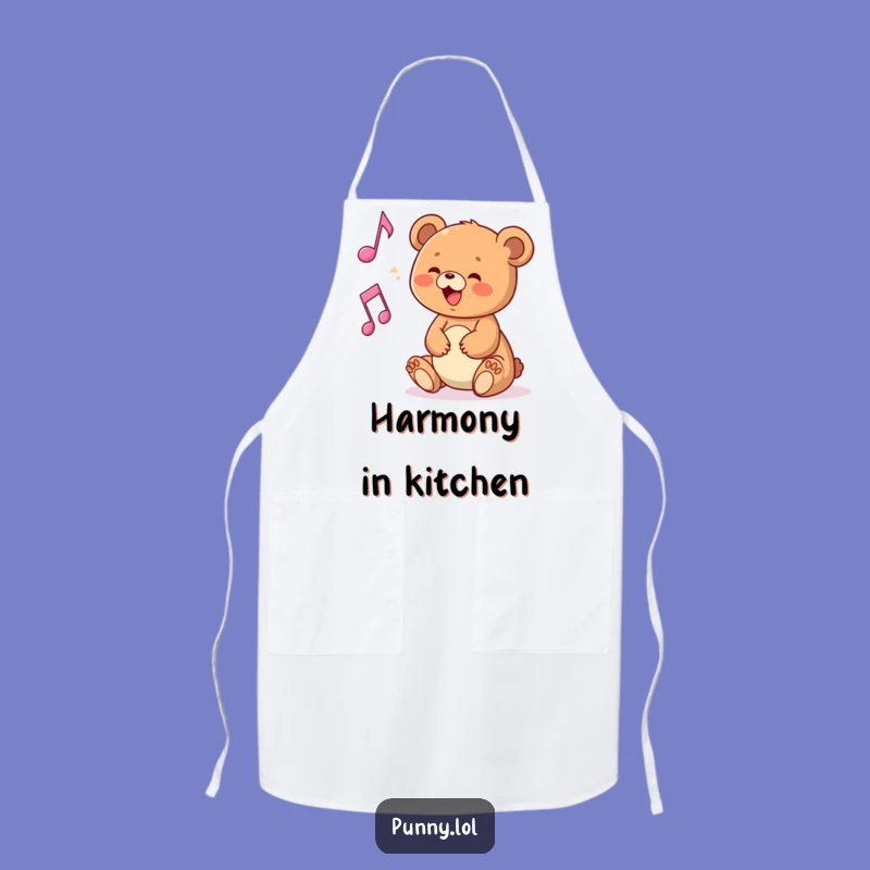 Kitchen Concert Ready: Funny Bear Cub Musical Note Apron