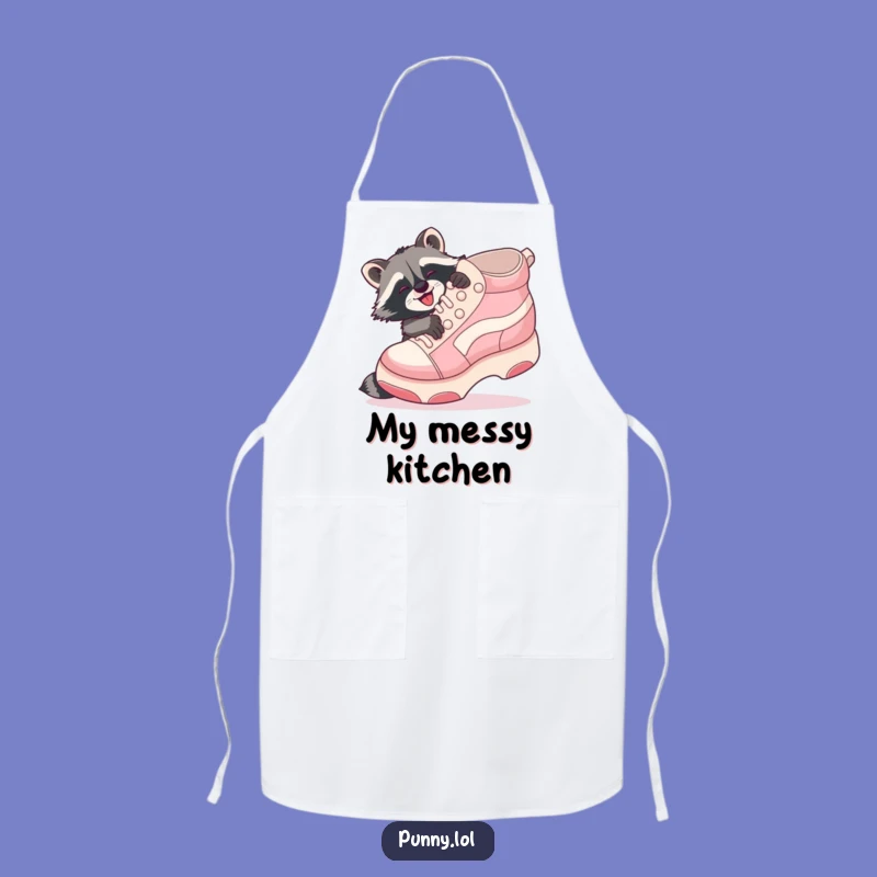 Funny Raccoon Shoe Hug Apron: Cook with playful charm, a unique funny gift!
