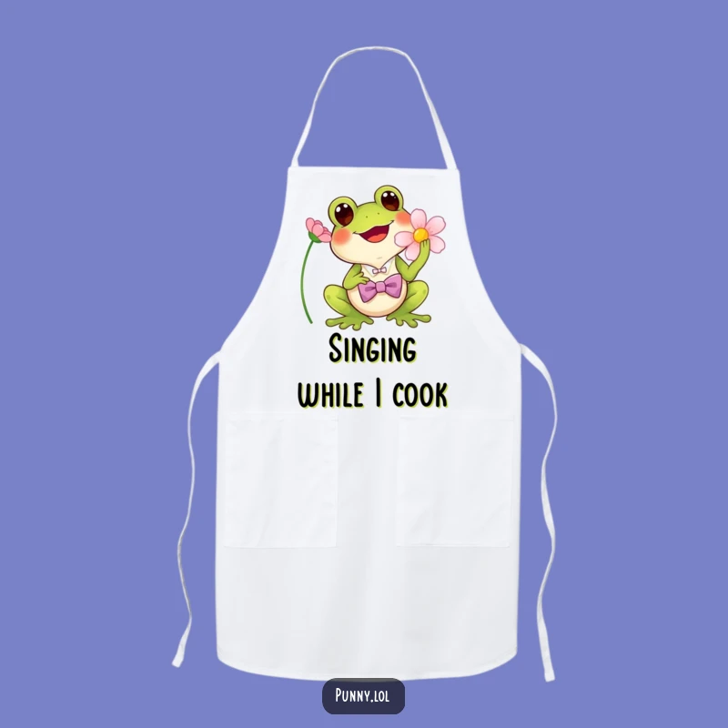 Funny Frog Bowtie Apron - Singing Chef Wear, Quirky Kitchen Gift