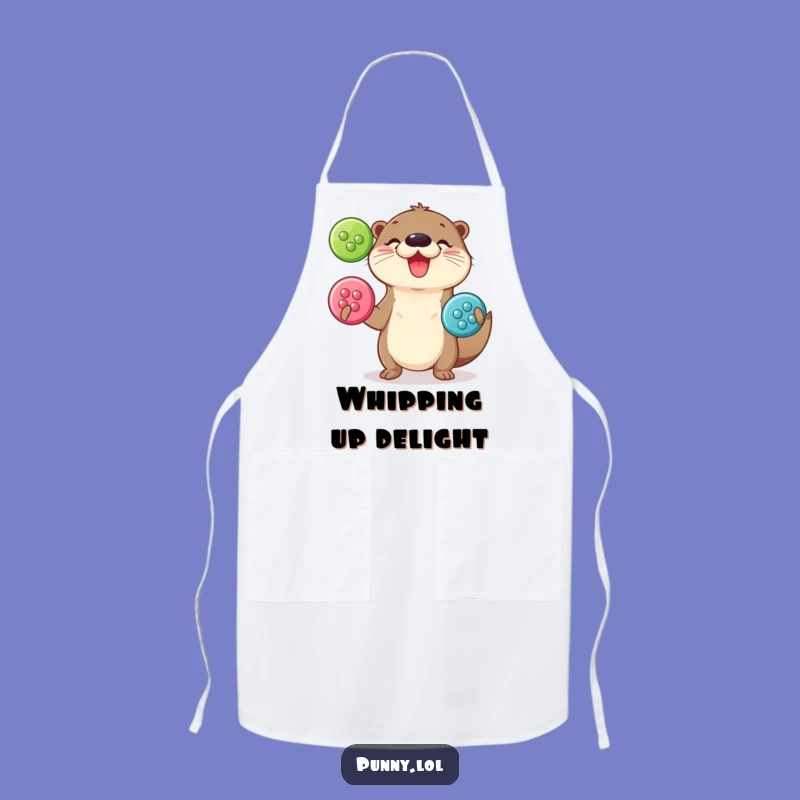 Funny Otter Juggling Apron - Playful Button Wear, Kitchen Gift