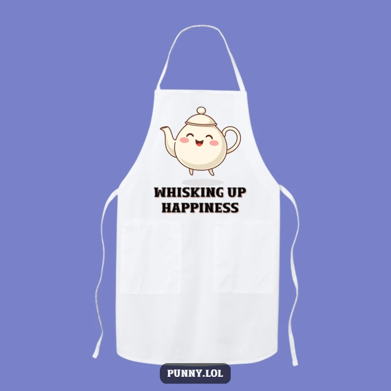 Funny Dancing Teapot Apron - Cheerful Steaming Chef Character