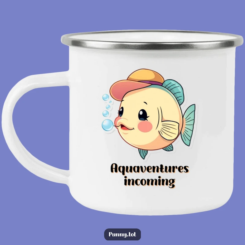 Funny Fish Hat Camping Mug: Adventure Fuel with a Bubbling Friend Gift