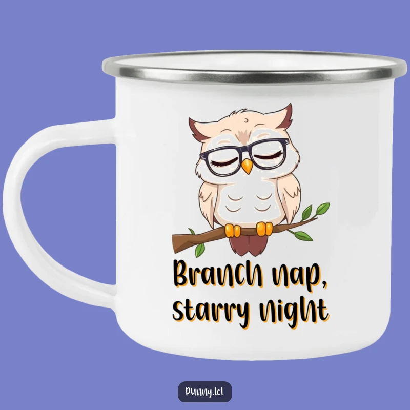 Funny Sleepy Owl Camping Mug - Wise Brews for Campfire Tales!