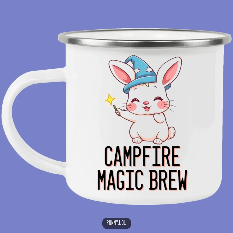 Campfire Conjurations: Funny Rabbit Wizard Hat Camping Mug