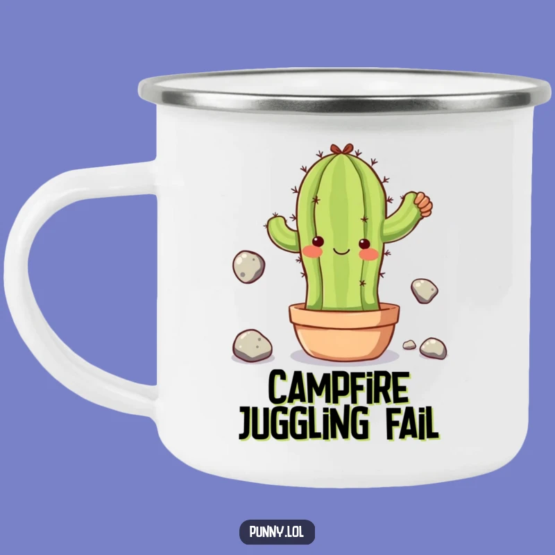 Funny Clumsy Cactus Camping Mug - Juggling Adventures in Style!