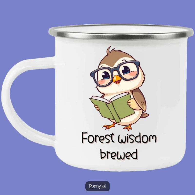 Funny Chickadee Camping Mug: Giggling Bird in Glasses for Outdoor Reading Fun