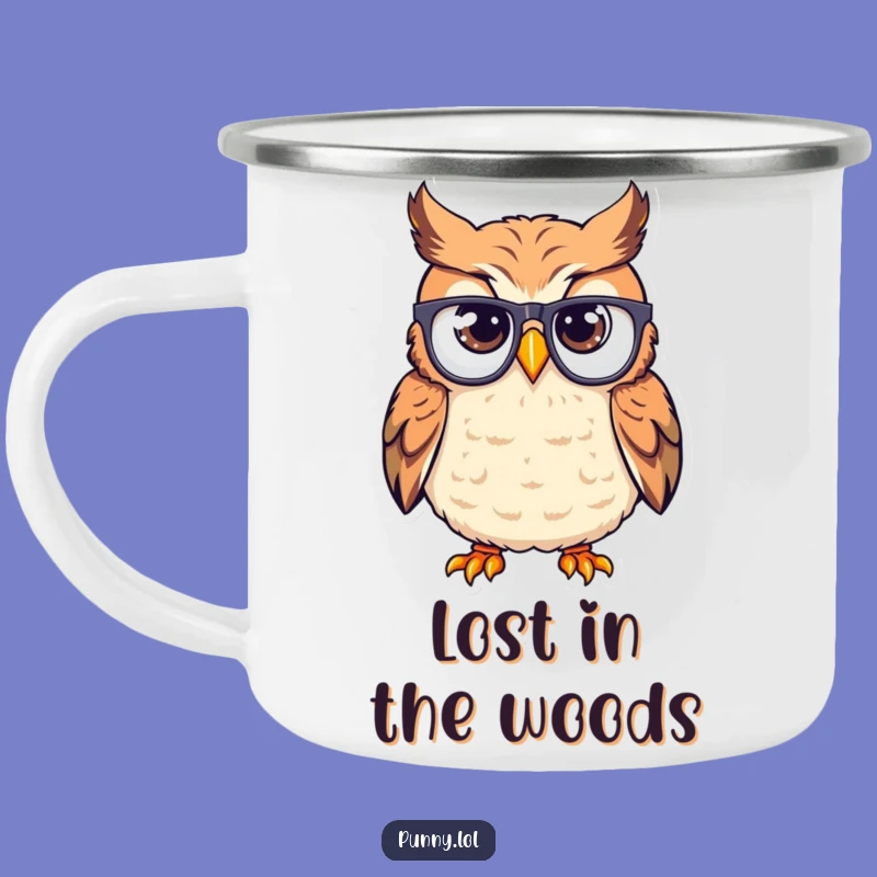 Funny Confused Owl Camping Mug: Campfire Chuckles & Brews