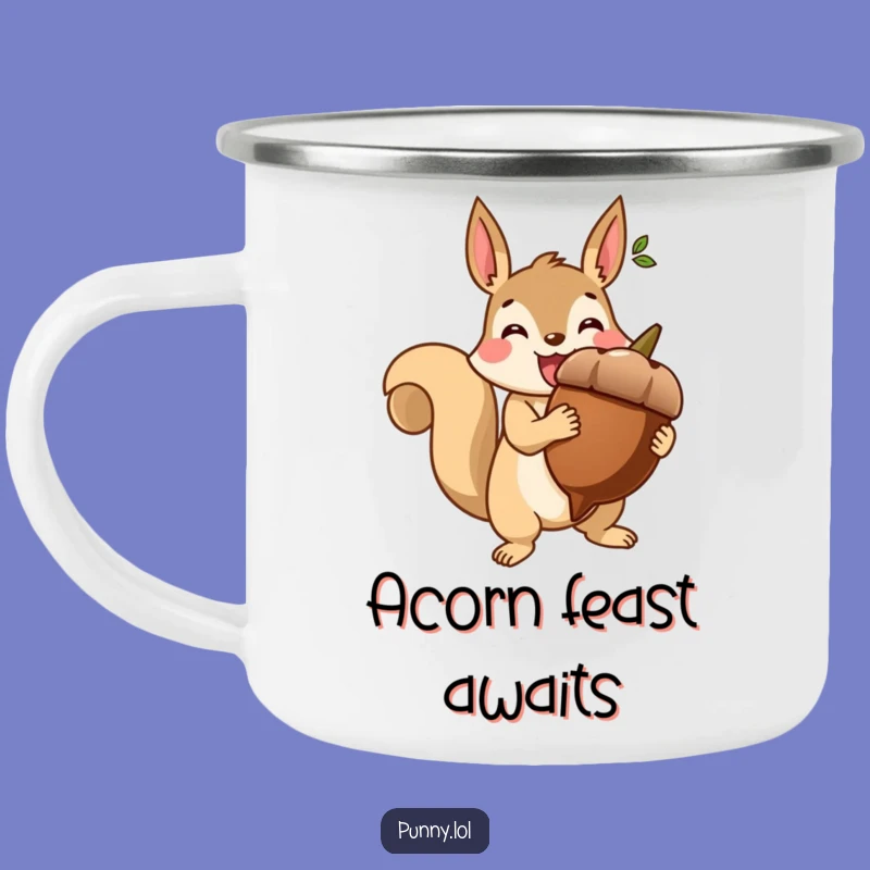 Funny Enamel Mug: Squirrel Acorn Trophy - Outdoor Victory