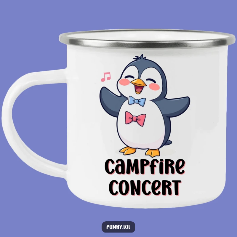 Funny Penguin Opera Camping Mug: Outdoor Performances with Silly Bird, Great Gift