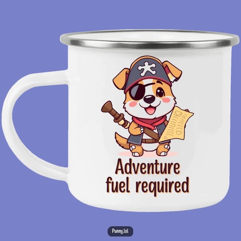 Funny Pirate Dog Camping Mug: Adventures and Brews Ahoy!