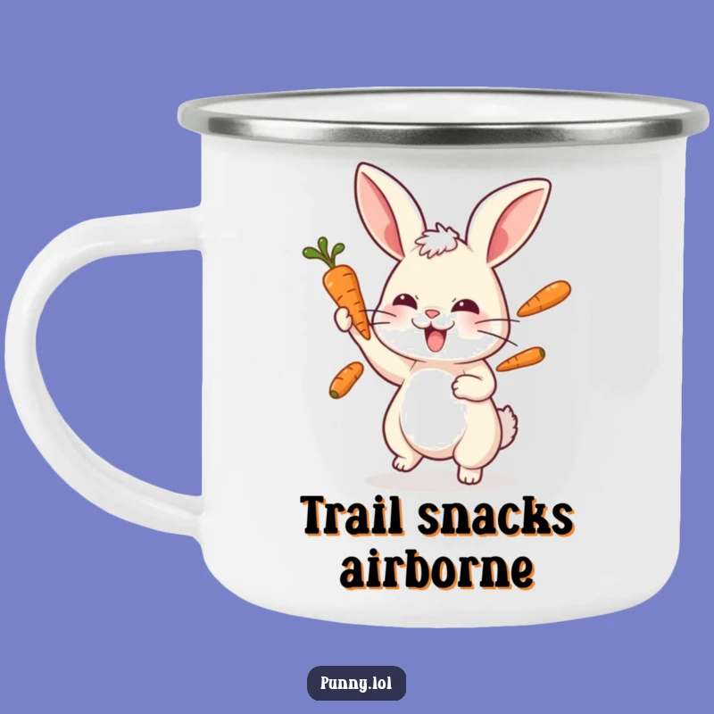 Funny Playful Rabbit Juggling Camping Mug - Adventure Fuel with Fun