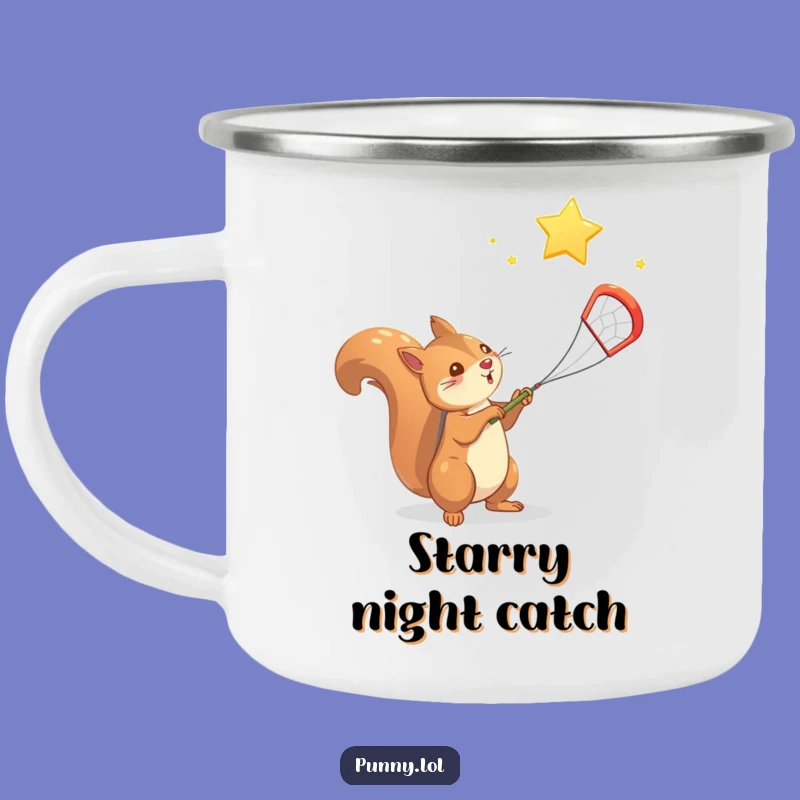 Funny Squirrel Star Catcher Camp Mug - Durable & Whimsical Outdoor Gear, Great Funny Gift