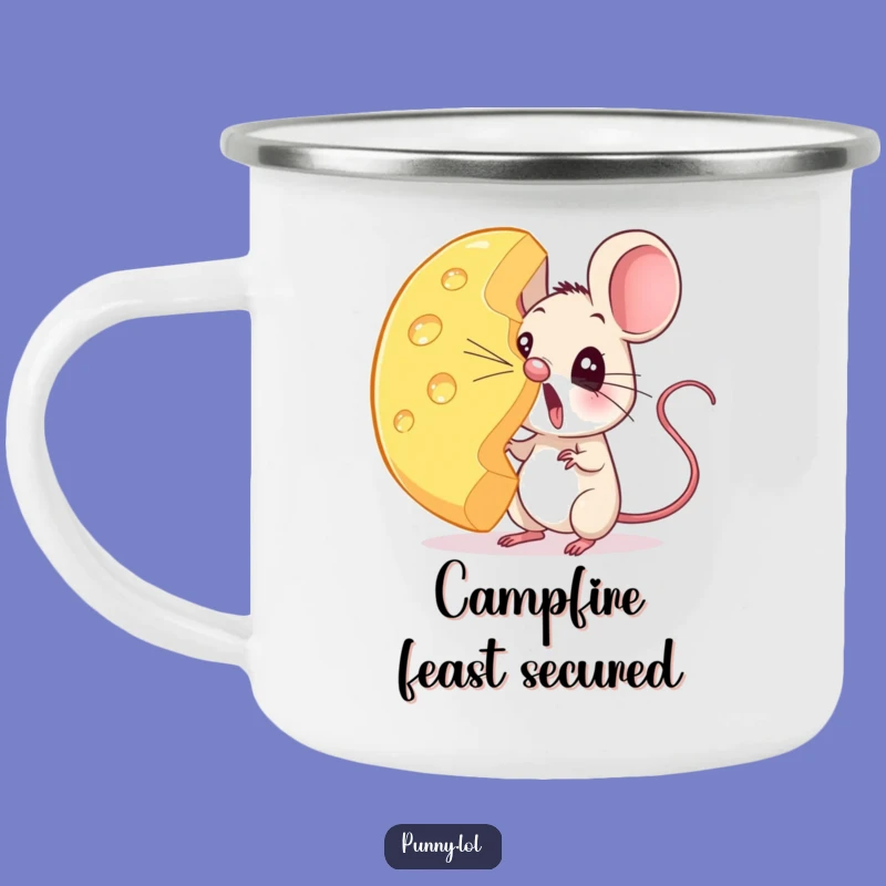 Funny Surprised Mouse Cheese Camping Mug - Adventure Fuel with a Laugh