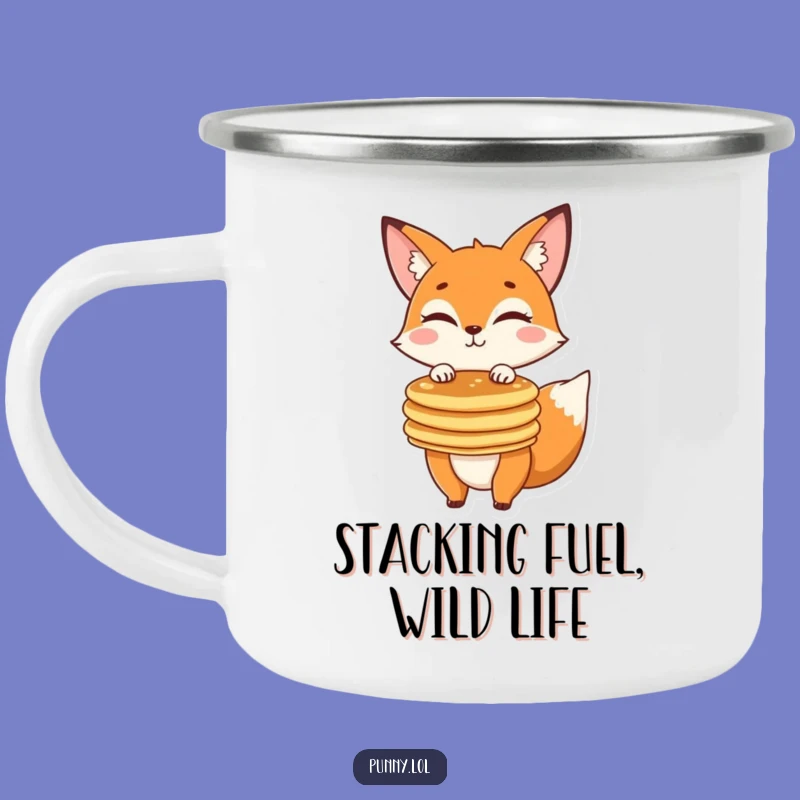 Durable Funny Fox Pancake Camping Mug: Adventure & Humor Gift