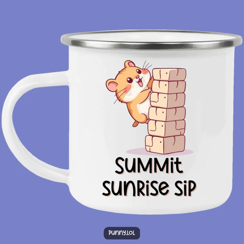 Funny Determined Hamster Climbing Camping Mug - Adventure Fuel with Drive