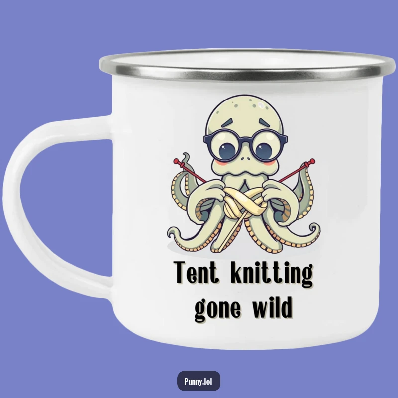 Funny Octopus Knitting Camping Mug - Cephalopod Outdoor Craft Gift