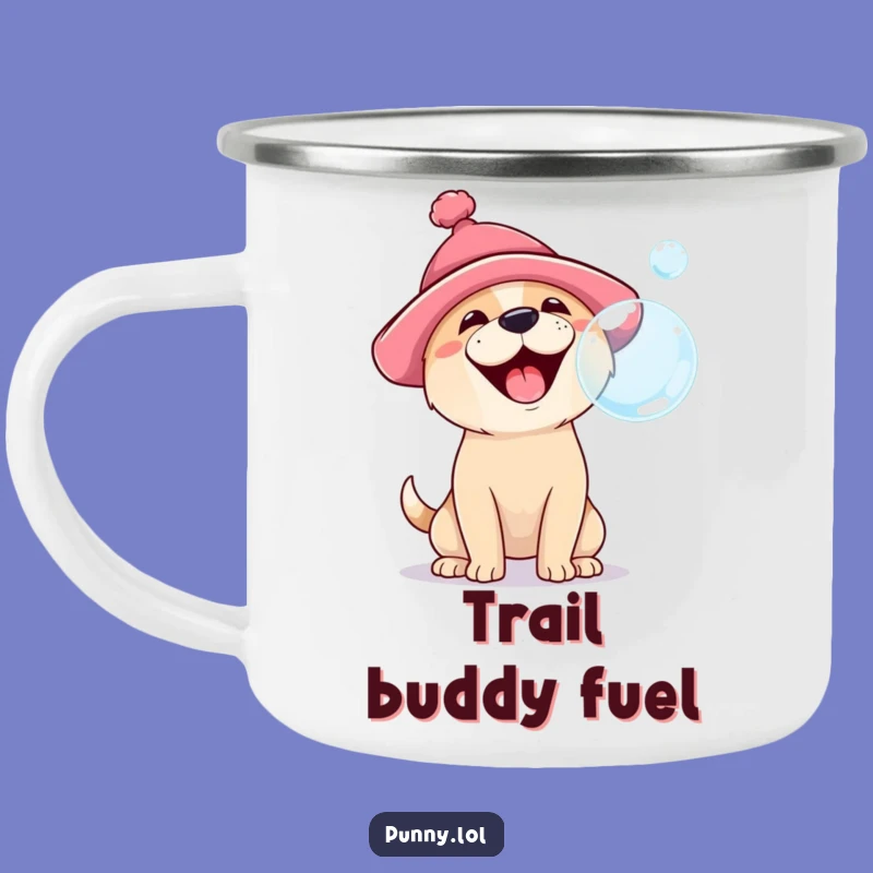 Funny Dog Bubble Camping Mug: Outdoor Adventures with Playful Pup, Great Gift
