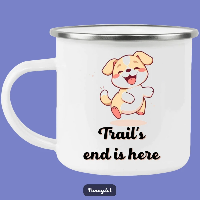 Funny Giggling Dog Chasing Tail Camping Mug - Adventure with a Smile