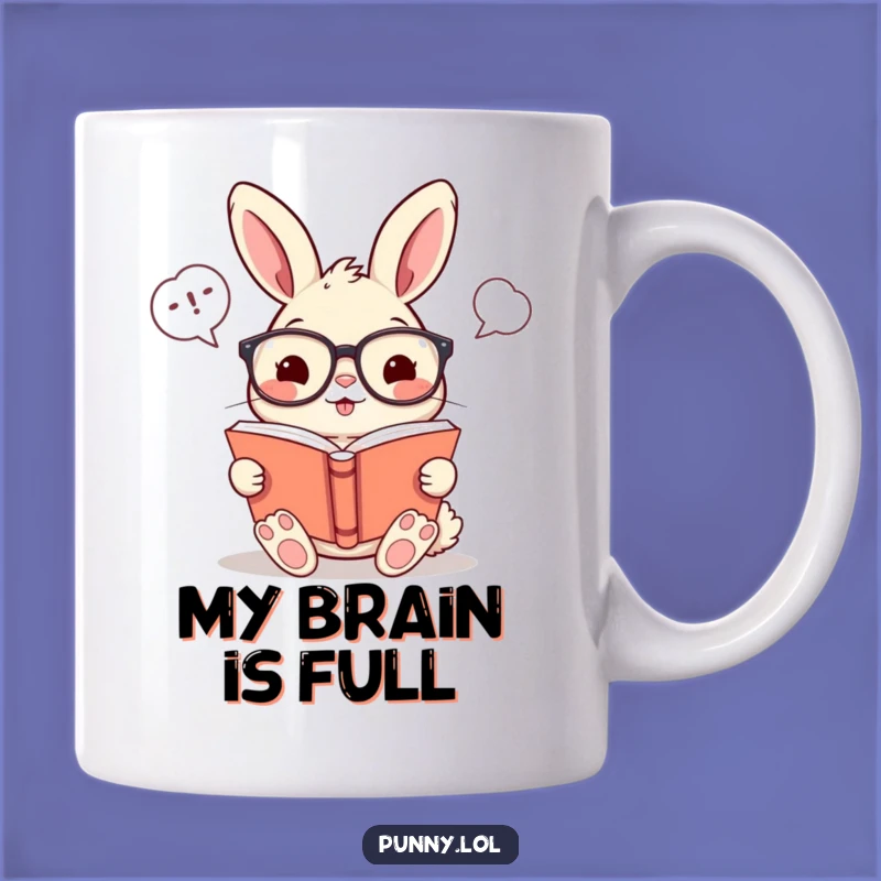 Funny Bookworm Rabbit Mug: Adorable Scholar Bunny Reading Gift