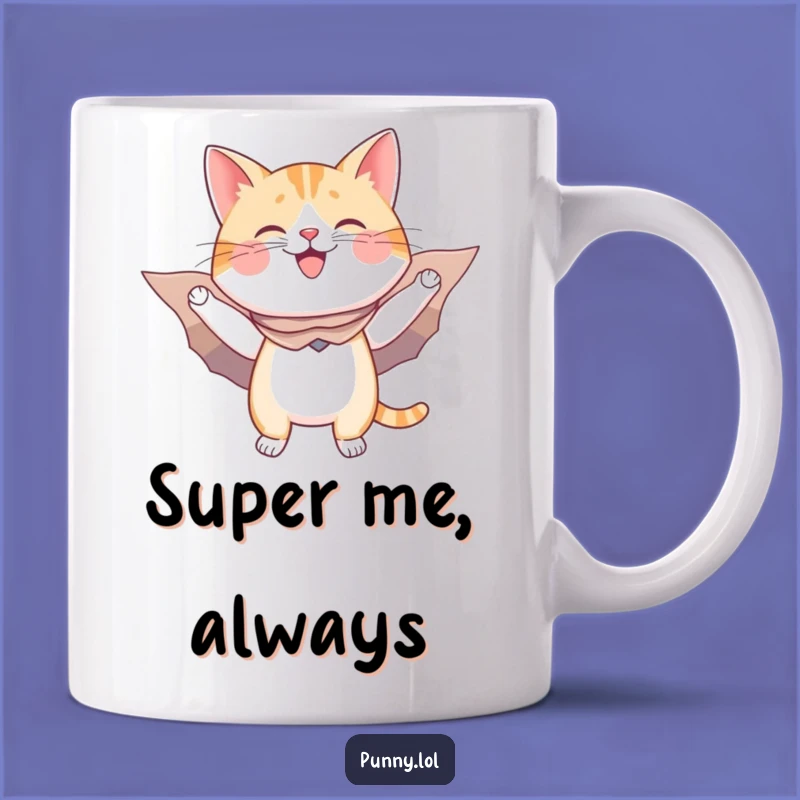 Funny Flying Cat Cape Wings Mug - Hilarious Superhero Pet Gift