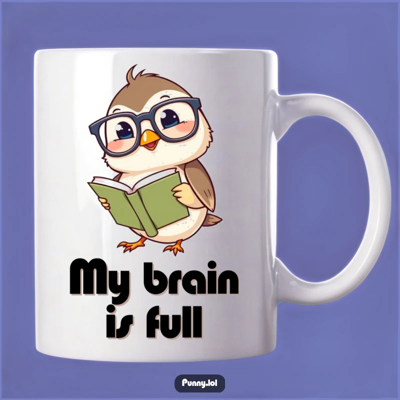 Funny Giggling Chickadee Reading Book Mug: Adorable Bird Spectacles Gift for Book Lovers