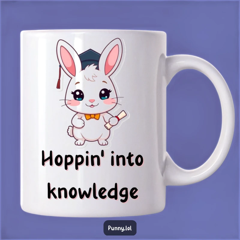 Funny Graduation Rabbit Mug: Cheerful Scholar Celebrate Achievement, Perfect Funny Gift