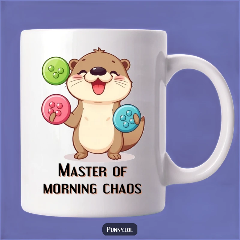 Funny Otter Juggling Mug - Button Master Gift for Animal Lovers