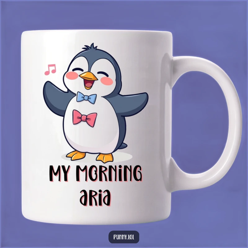Funny Penguin Opera Mug: Silly Bird Singing Loudly, Perfect Gift for Music Lovers