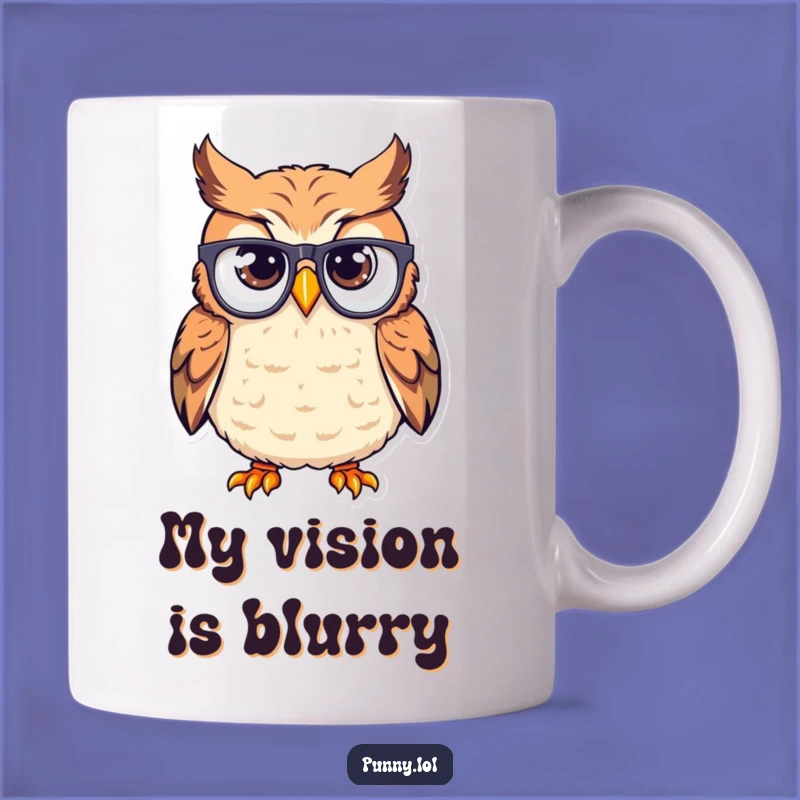 Funny Confused Owl Glasses Mug: Hilarious Bird Brain Gift