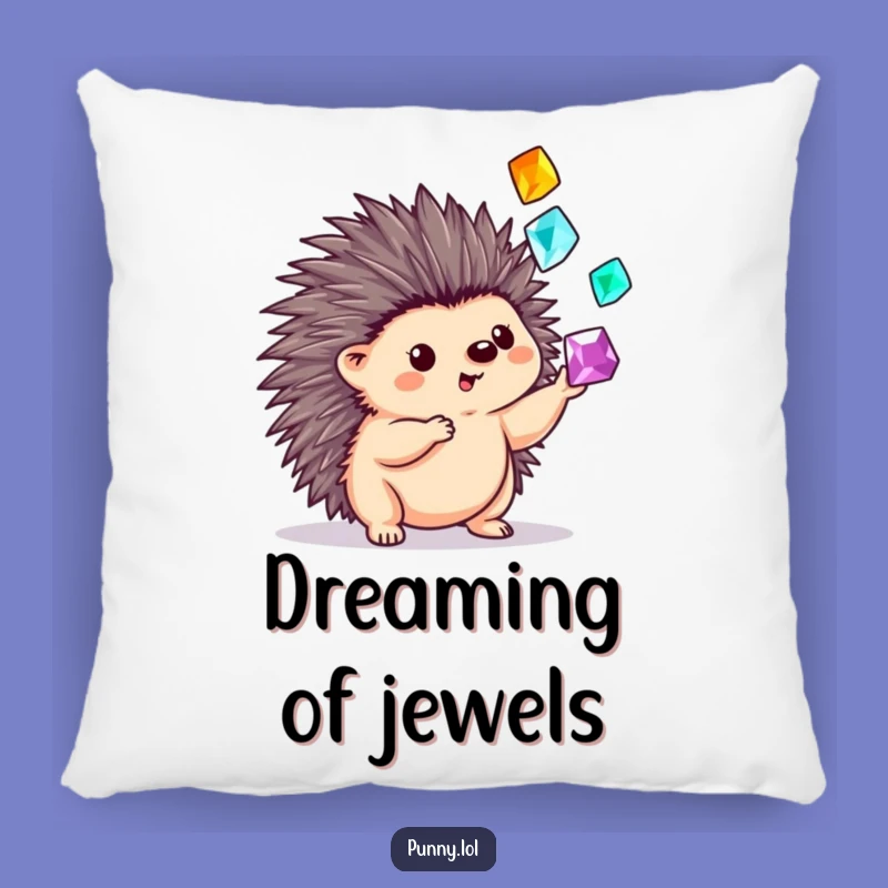 Funny Hedgehog Gem Juggler Pillow: Cozy Treasure Companion, Perfect Funny Gift