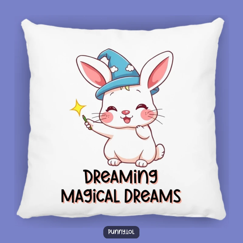 Dreamy Funny Rabbit Wizard Hat Pillow: Snuggle Up with Magic