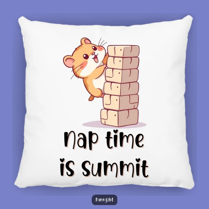 Funny Determined Hamster Climbing Pillow - Comfy & Hilarious Motivation