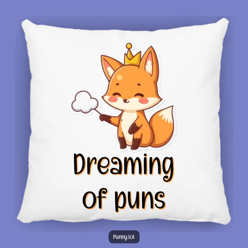 Funny Fox Crown Pillow - Royal Pun Cloud Cushion for Comfy Wit