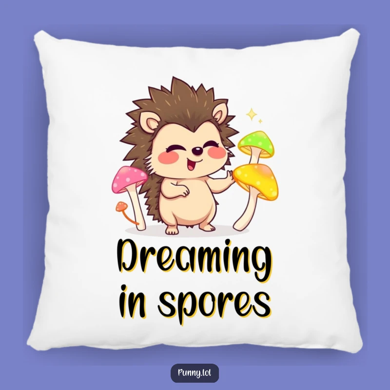 Funny Hedgehog Pillow: Giggling Mushroom Juggler Cushion, Cozy Comfort Gift!