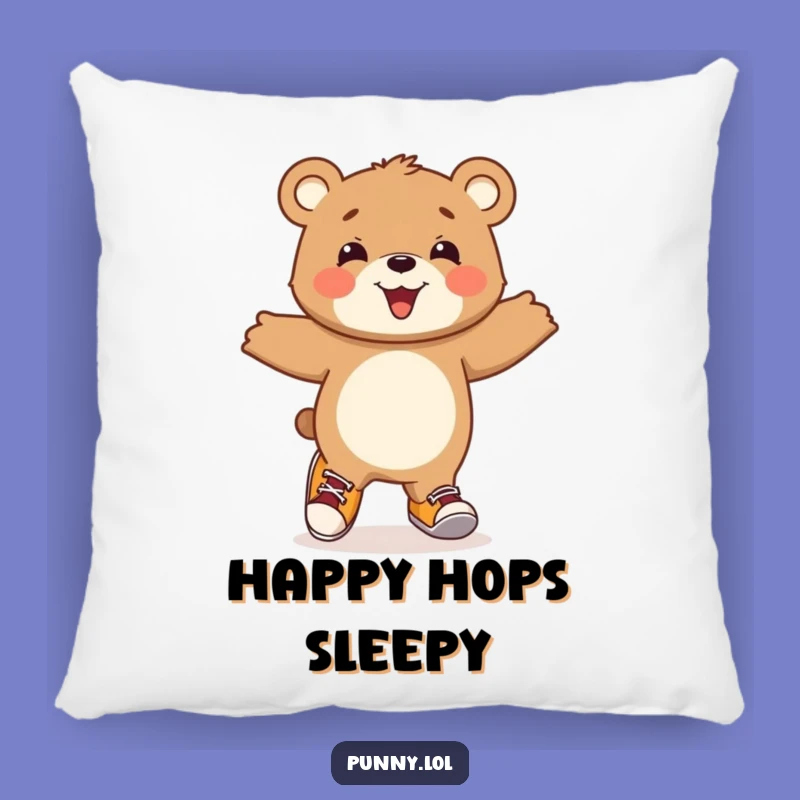 Funny Bear Cub Joy Pillow: Cozy Comfort with a Hoppy Twist