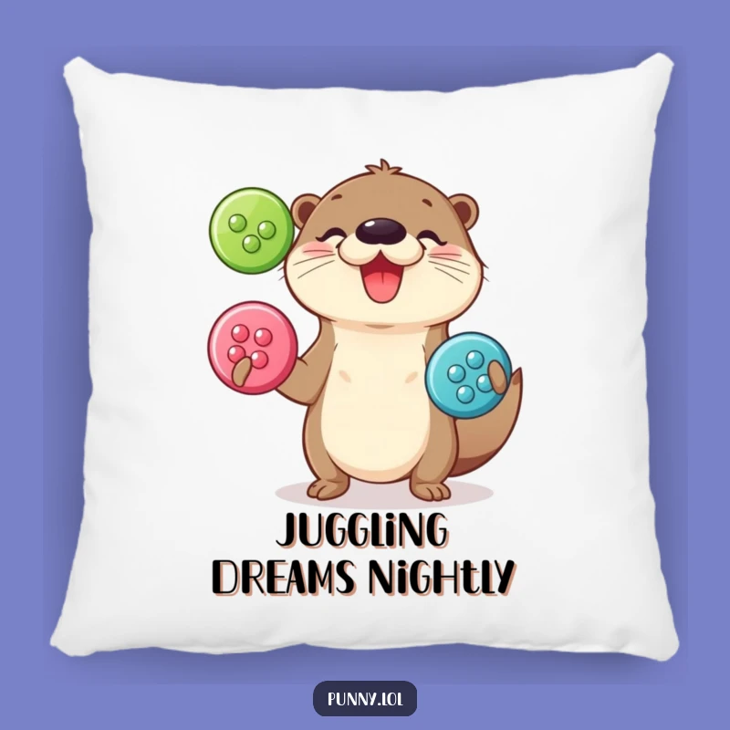 Funny Otter Juggling Pillow - Cozy Button Cushion, Cute Animal Gift