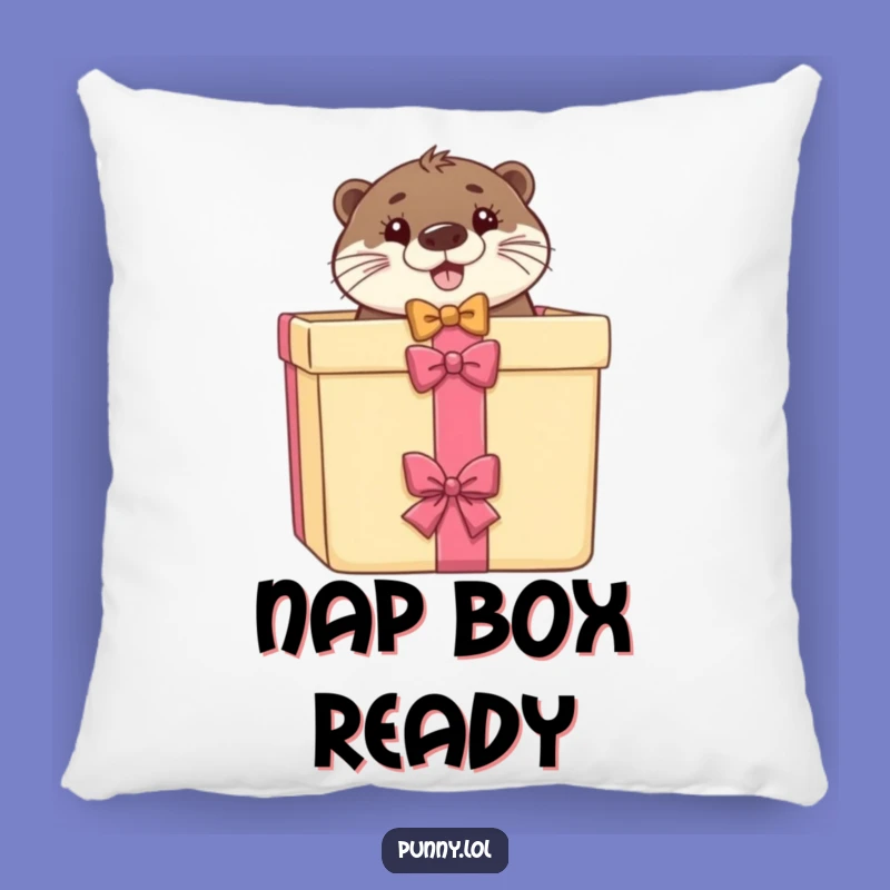 Comfy Funny Otter Bow Tie Gift Box Pillow: Snuggle Up with Smiles