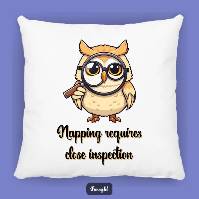 Funny Grinning Owl Monocle Pillow: Snuggle Up with Intellectual Humor