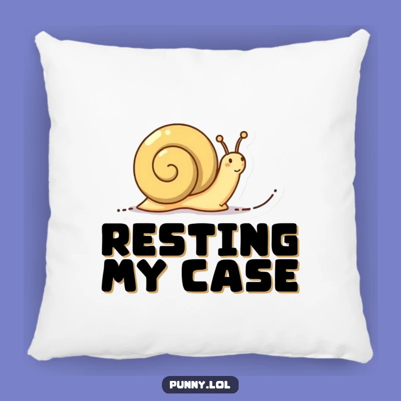 Funny Determined Snail Pillow: Word Trail Comfort, a soft and hilarious gift.