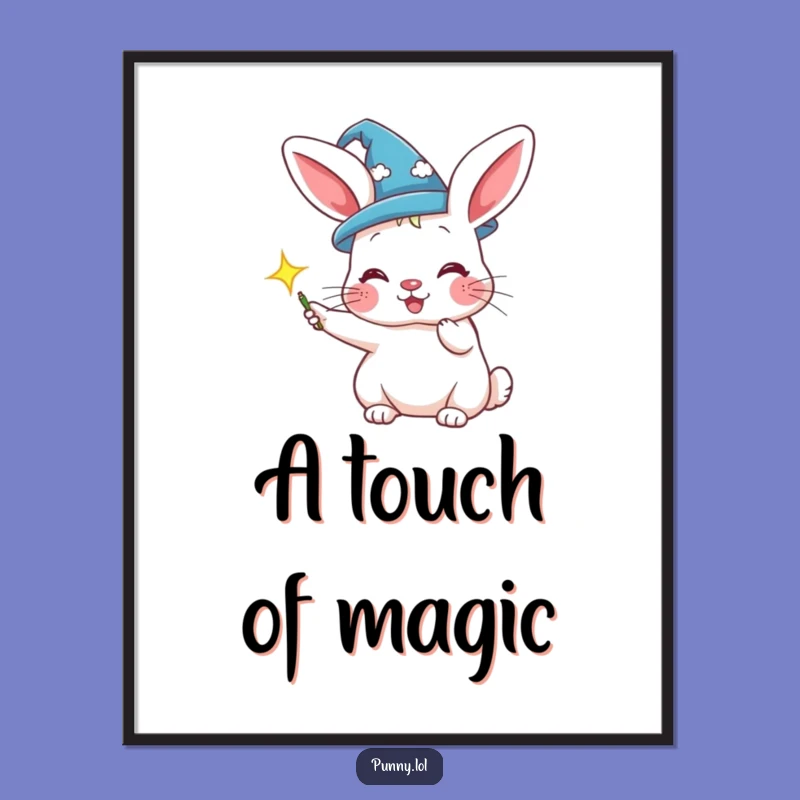 Instant Enchantment: Funny Rabbit Wizard Hat Digital Art Print