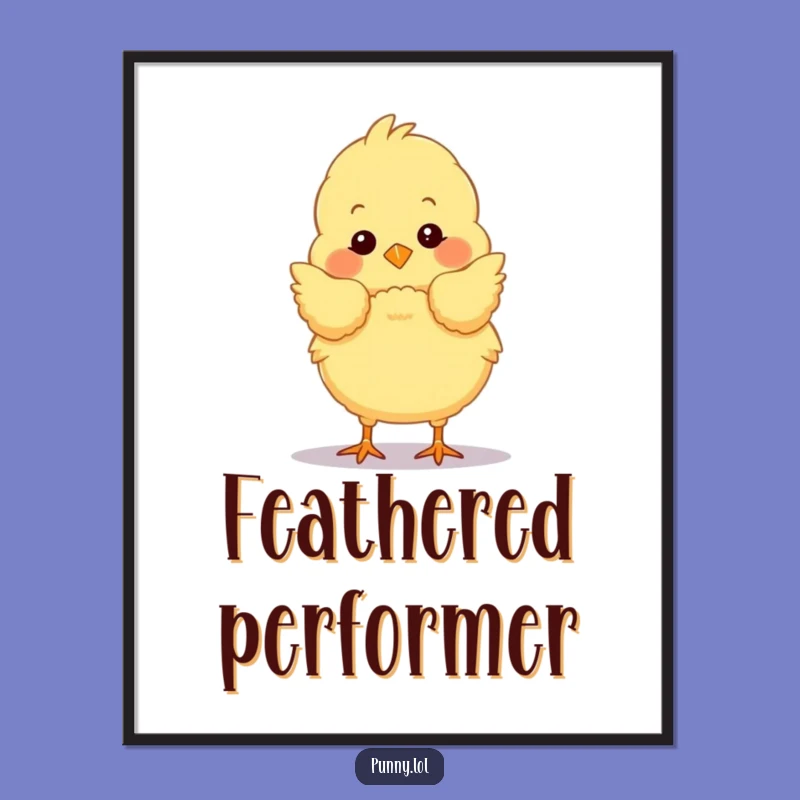 Funny Chick Bow Digital Art: Dramatic Performance by a Fluffy Star