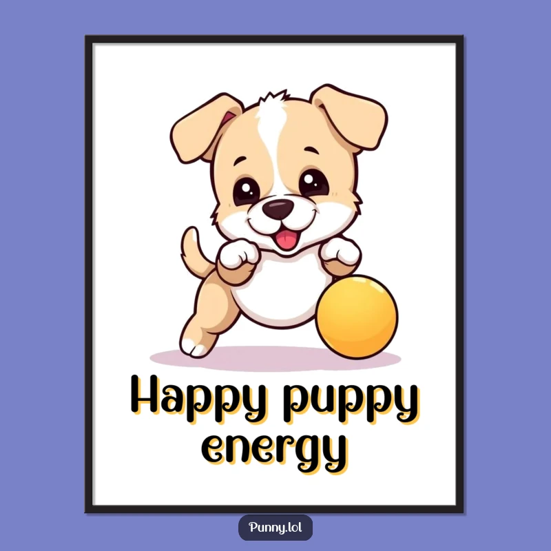 Funny Bouncing Puppy Digital Print: Energetic Art for Instant Smiles