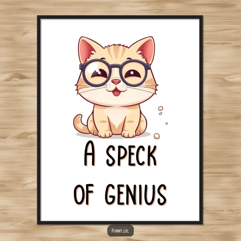 Funny Cat Digital Art Print: A high-resolution image of a cat wearing a monocle, intently studying a speck of dust.