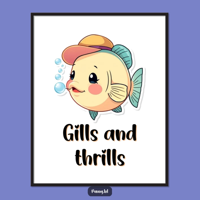 Funny Fish Hat Digital Art: Whimsical Bubbles from a Hat-Wearing Friend